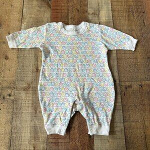 Vintage Minicase Baby Romper With Sheep Pattern With Pastel Colors Snap Closure